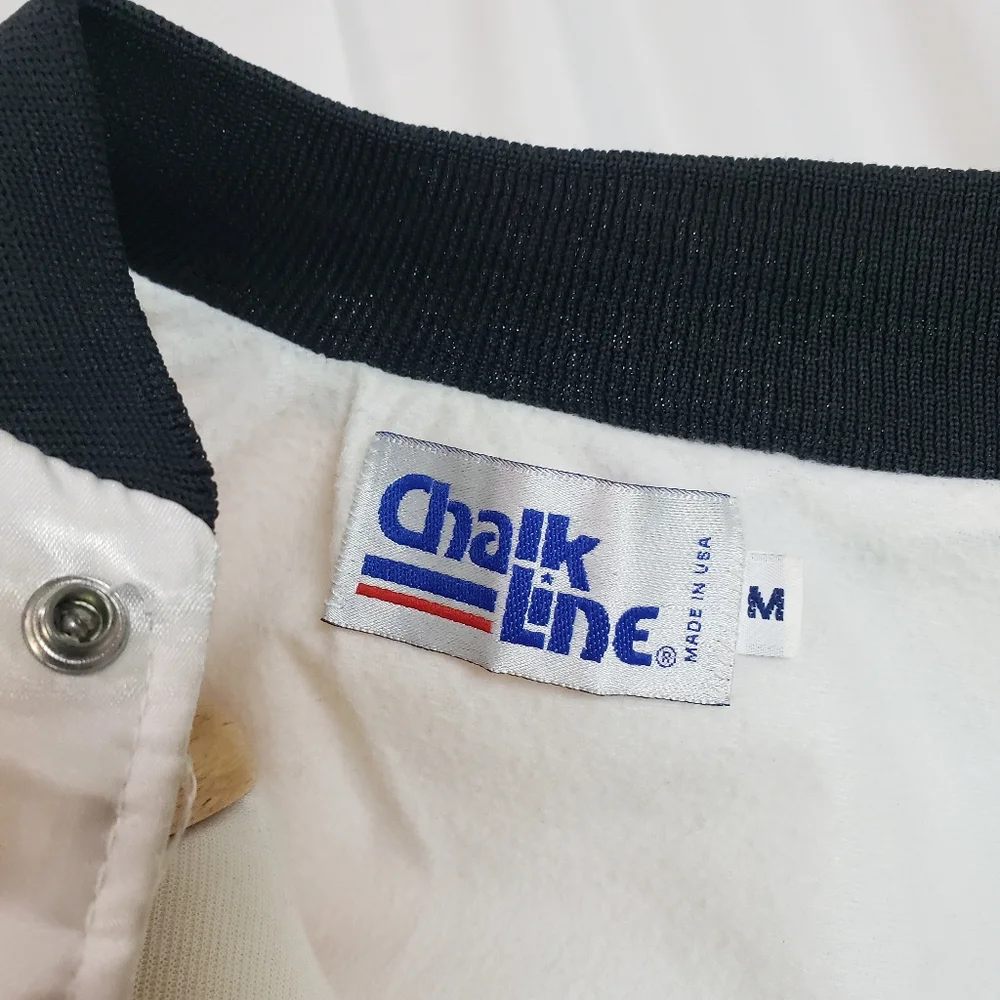 90's NBA San Antonio Spurs Chalk Line David Robinson Varsity Satin Bomber Jacket - Picture 3 of 4